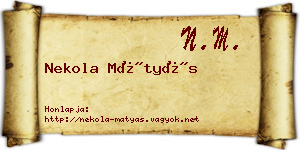 Nekola Mátyás névjegykártya